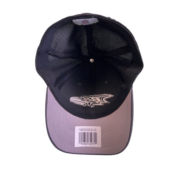 NFL Team Headwear Baltimore Ravens Football Mesh Back Stretch Hat Black & Gray - Picture 5 of 6
